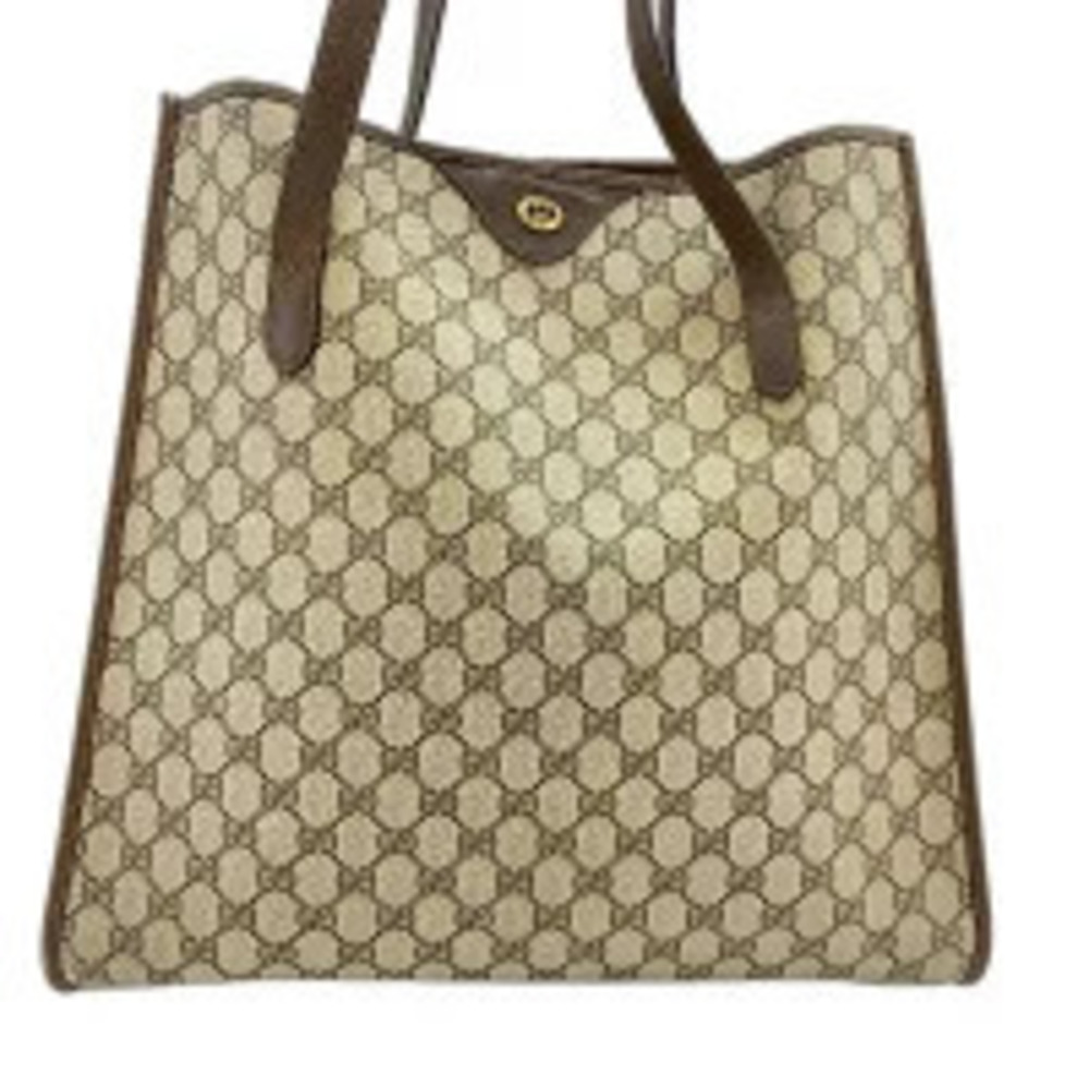 Gucci GG Supreme tote bag brown leather shoulder